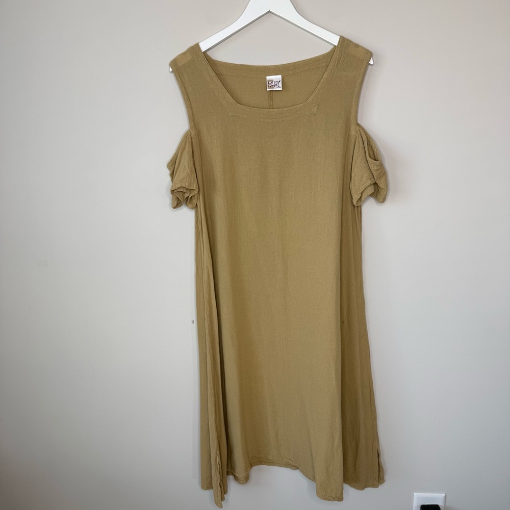OH MY GAUZE | Lagenlook Boho Midi Cold Shoulder Dress Size 2 (L/XL)